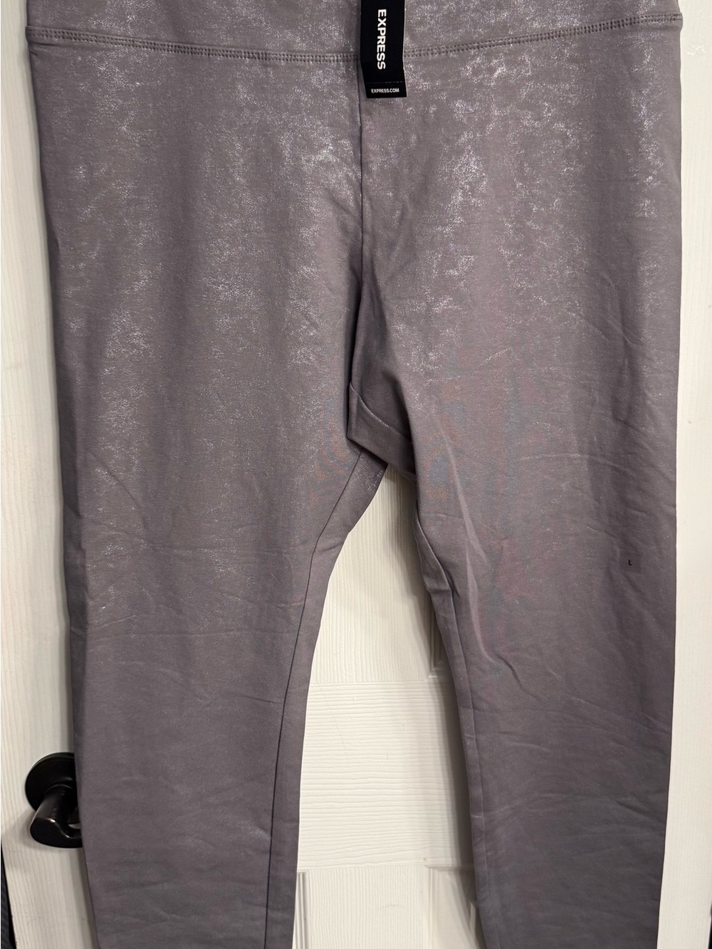 NWT Express Silver-Gray Shimmery Leggings size large